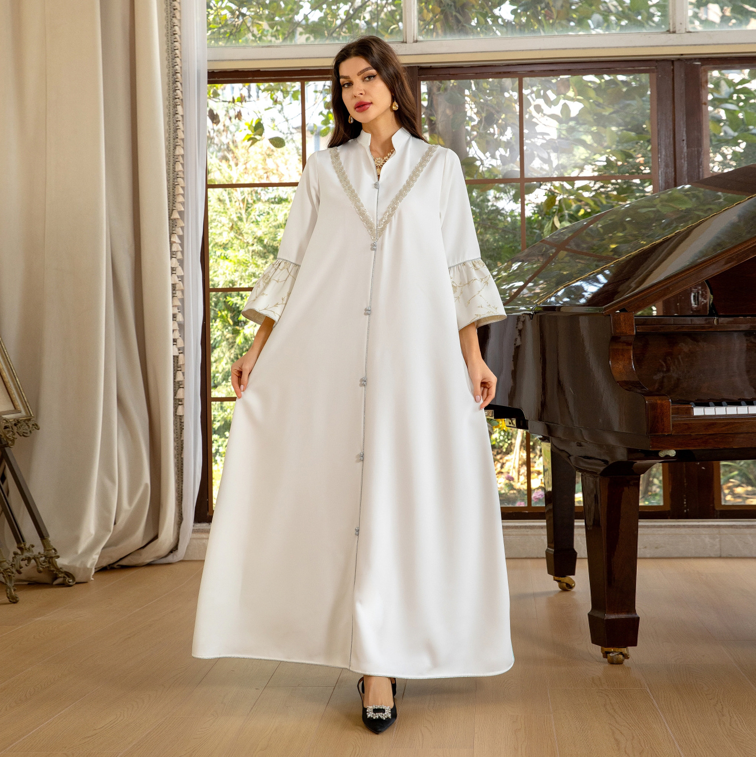 Picture of AB393 Muslim Women Arabian Dubai jalabiya Fashion Jacquard Gradient Robe Cross Border Women