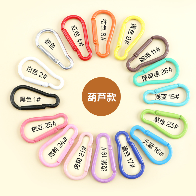 Picture of Factory wholesale color alloy quick-hanging buckle paint macaron yellow keychain gourd-shaped D-shaped carabiner