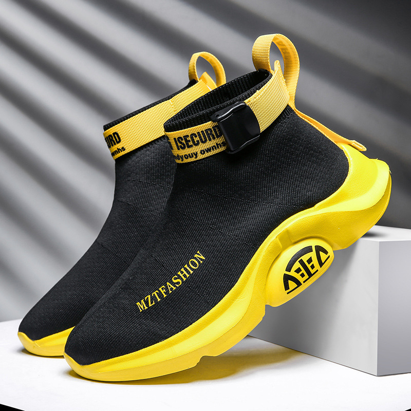 Flying woven stretch socks shoes men's 2020 fashion men's shoes summer Korean trend High sneakers men's one-piece hair generation