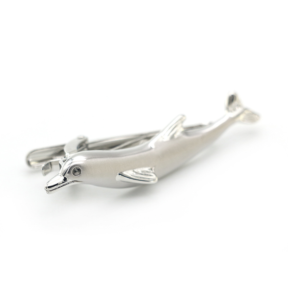 Picture of [Quality pure copper thick plating] men's jewelry wholesale animal whale dolphin tie clip spot can be set