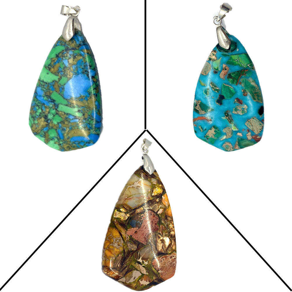 Amazon Explosions Natural Stone Turquoise Pendant Drop-Shaped Polished Pendant DIY Necklace Pendant Accessories