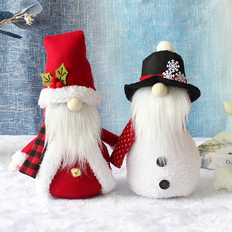 Zhong Ran Christmas Decorations Ornaments with Hat Santa Snowman Old Man Doll Window Holiday Decoration Faceless Doll