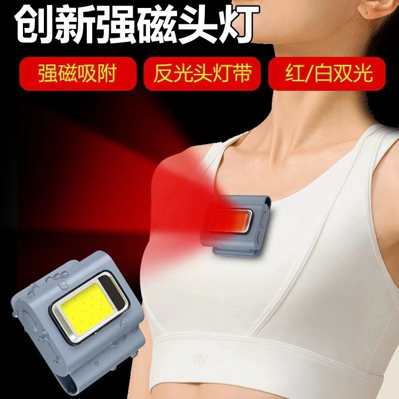 Picture of Cross-border new running lights with magnetic TYPE-C charging headlights portable clothes peg running COB silicone work lights