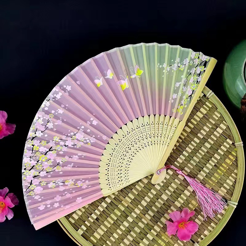 Picture of Folding Fan Bamboo Ancient Fan Student Girl Chinese Style Small Fan Scenic Spot Export Wholesale Retail Gift Decorative Fan