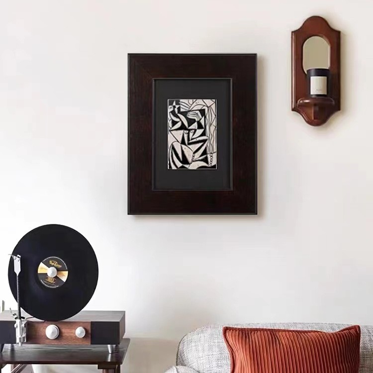 Retro abstract line decorative painting niche art Chinese style black and white bedroom corridor staircase aisle mural