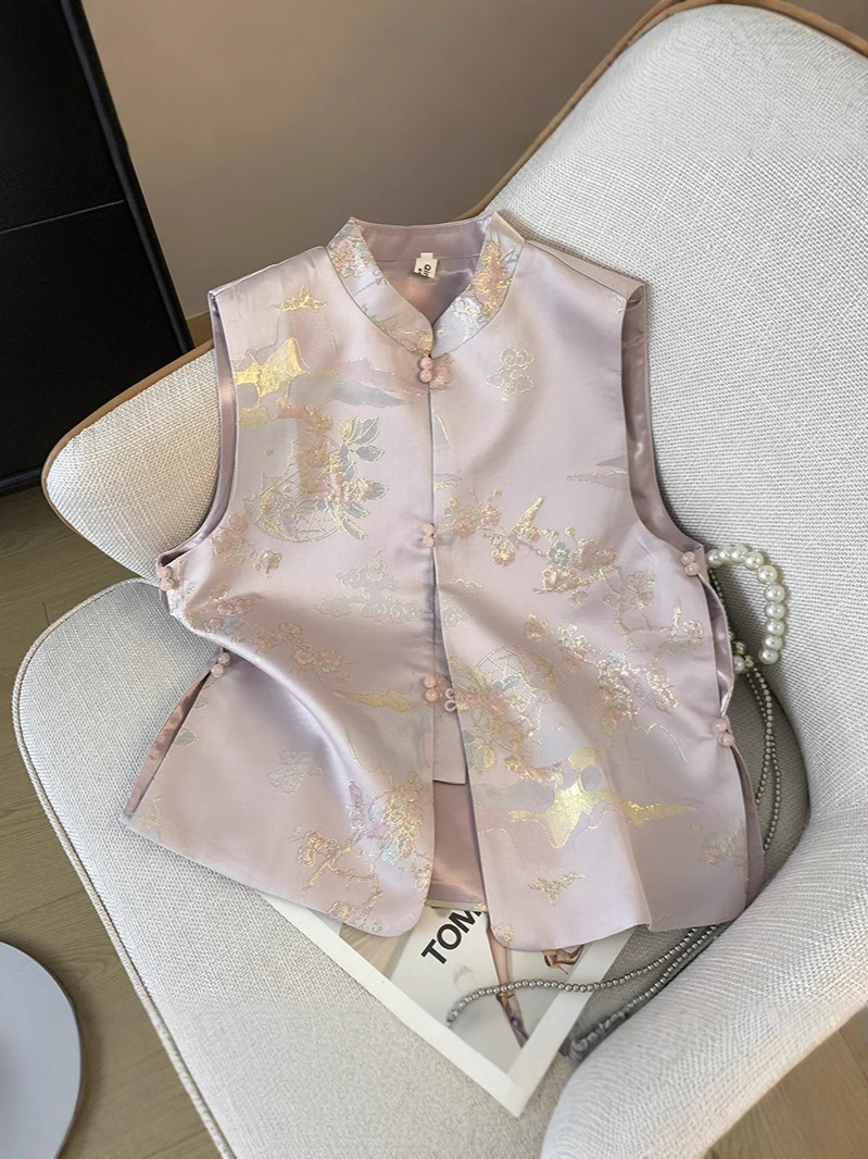 Physical store quality wholesale generation of light luxury foreign style high-end temperament Chinese retro vest national style embroidery vest women