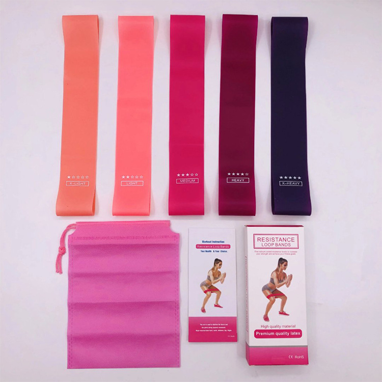 Silicone Elastic Band Fitness Pink Gradient Resistance Strap with Warped Arm Squat Sports Stretch with Yoga