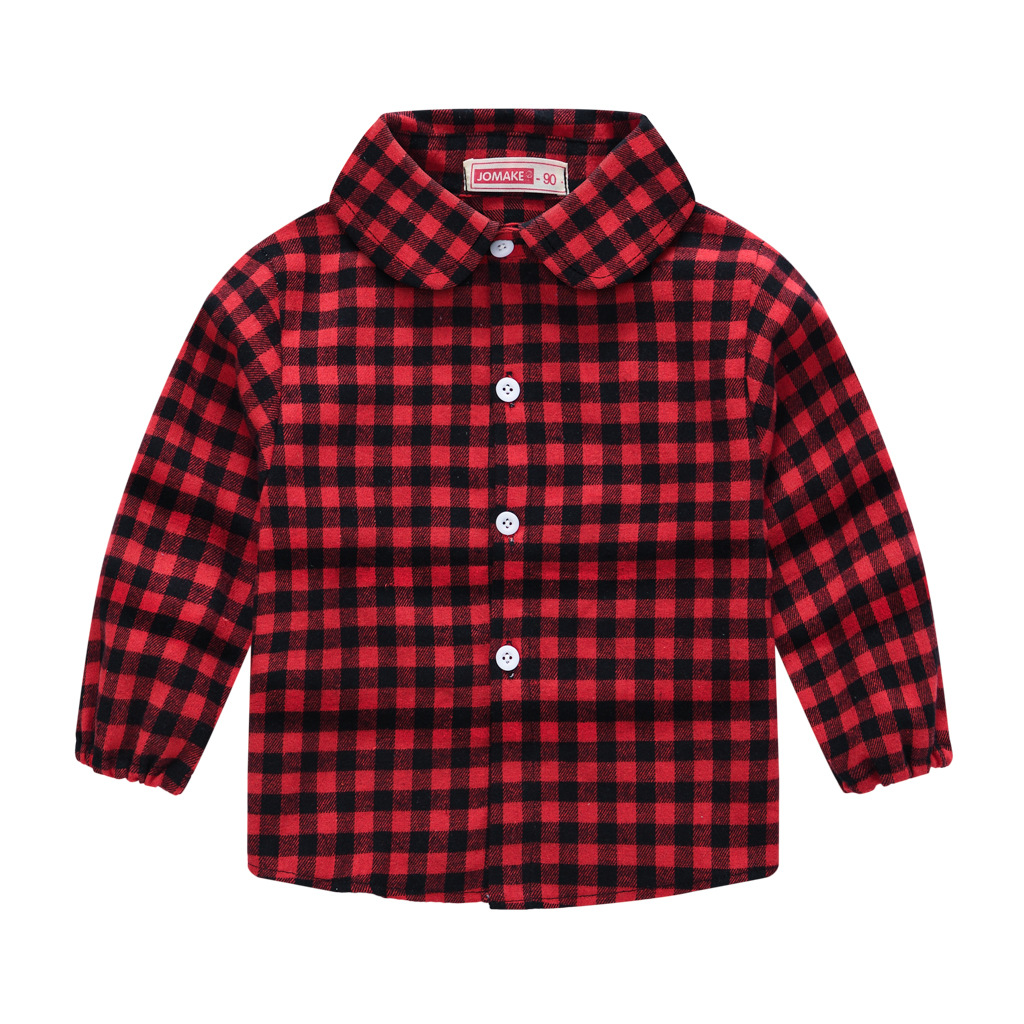 Picture of New children's spring and autumn casual long-sleeved shirt Korean style boys and girls plaid shirt children's trendy brushed shirt