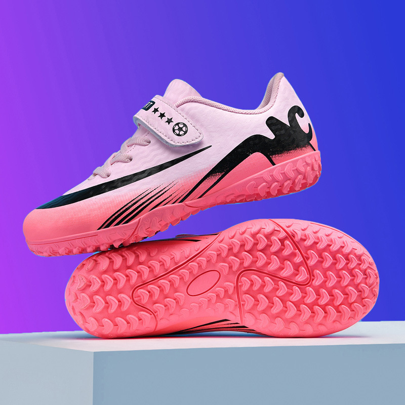 Girls Football Shoes New Velcro Student Professional Training Sneakers Teenagers Lawn Crushed Nails Boys Football Shoes
