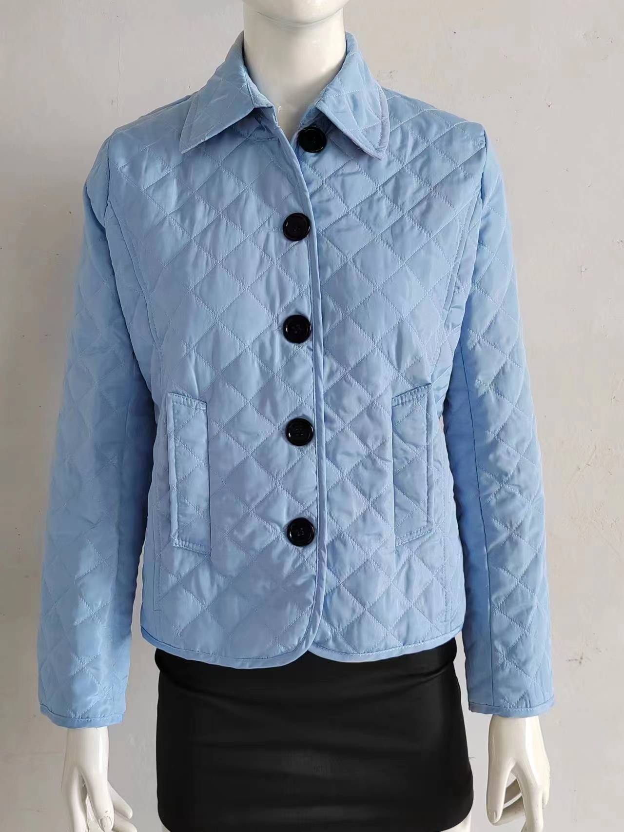 Picture of Wish popular AliExpress European and American fashion temperament lapel single-breasted slim-fit warm spinning cotton-padded jacket in stock