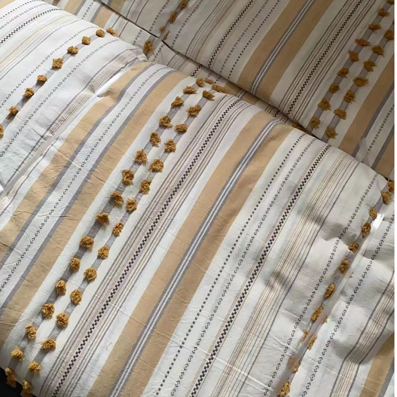 Cotton cut fabric yarn-dyed washed jacquard cut fabric wide strip bedding fabric wholesale