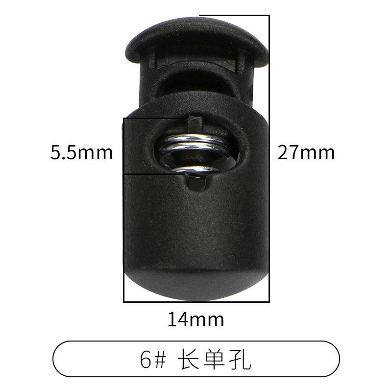 Picture of Manufacturer Plastic Adjustable Elastic Belt Spring Buckle with Rope Pig Nose Buckle Single and Double Holes Round Black Transparent Drawstring Buckle