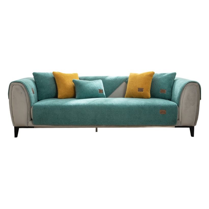 Winter Lambswool Sofa Cushion Thick Plush Seat Cushion Non-Slip Leather Sofa Cover Nordic Simple Nordic Style