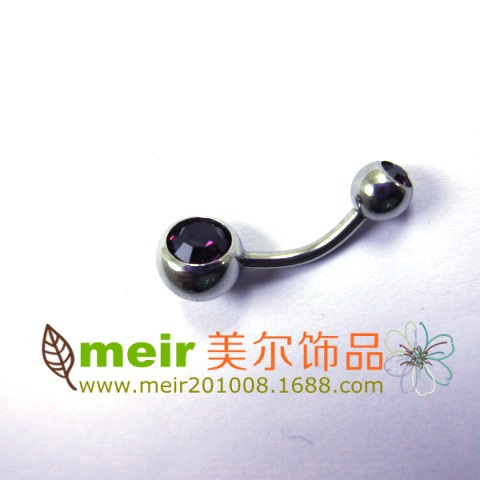 Picture of Meier Stainless Steel Double Diamond Umbilical Ring with Diamond Navel Buckle Cross-border Human Puncture Jewelry with Diamond Navel Nail