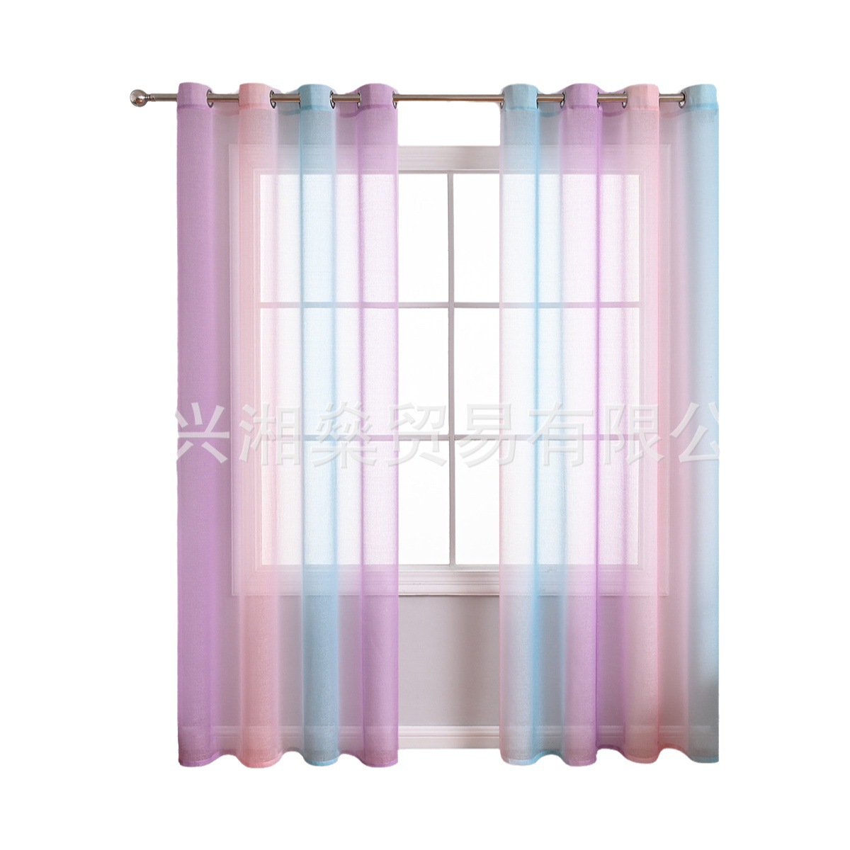 Modern Simple Fresh Translucent Gradient Window Screen Scandinavian Living Room Balcony Bay Window New Semi-Shading Gauze One Piece Drop Shipping