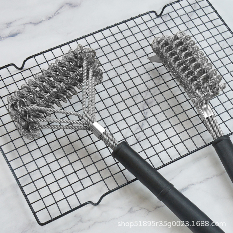 Picture of Factory wholesale barbecue wire brush copper wire brush barbecue net cleaning brush long handle curling brush spring steel wire brush
