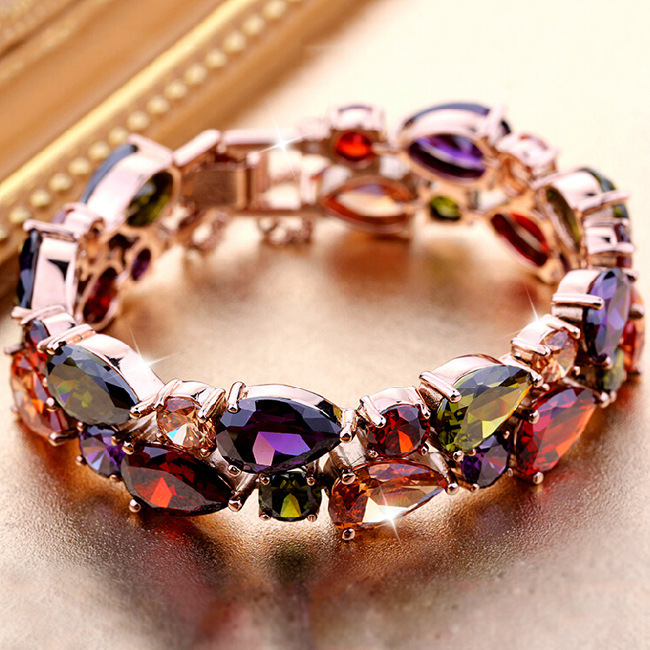 European and American Fashion Hot Selling Mona Lisa Bracelet Female Inlaid Color Zircon Bracelet Jewelry 1720512