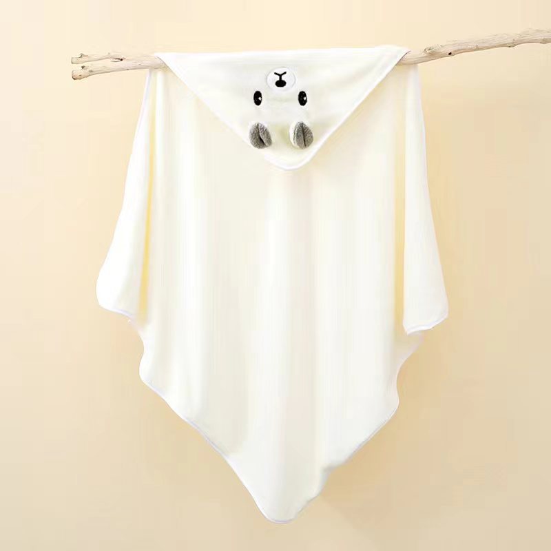 Picture of Baby Blanket Coral Fleece Embroidered Cartoon Hooded Bath Towel Kick-proof Cloak Newborn Baby's Cloak Travel Cloak