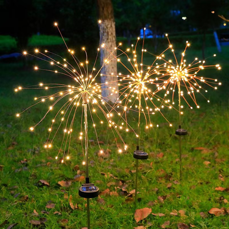 Picture of LED solar floor fireworks lights Christmas copper string stars courtyard lawn dandelion decorative lights