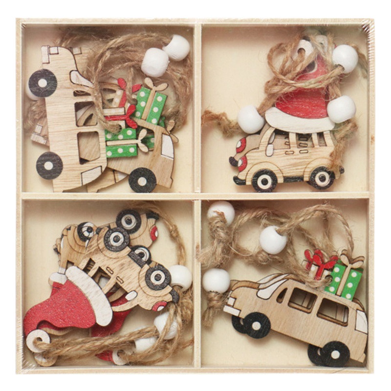 Amazon Cross-border New Christmas Decorations 12/Box Nordic Wooden Old Man Angel Christmas Tree Pendant