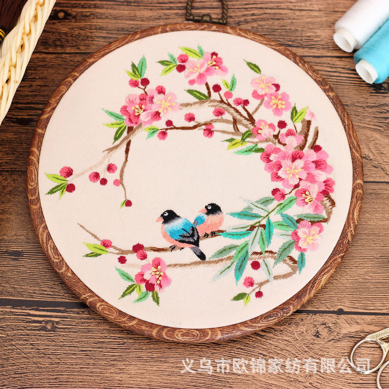 DIY Hand Embroider Material Package Chinese Style Bird Language Flower Scent Pine Crane Bird Spirit Flower and Bird Needle Set Cross-Border