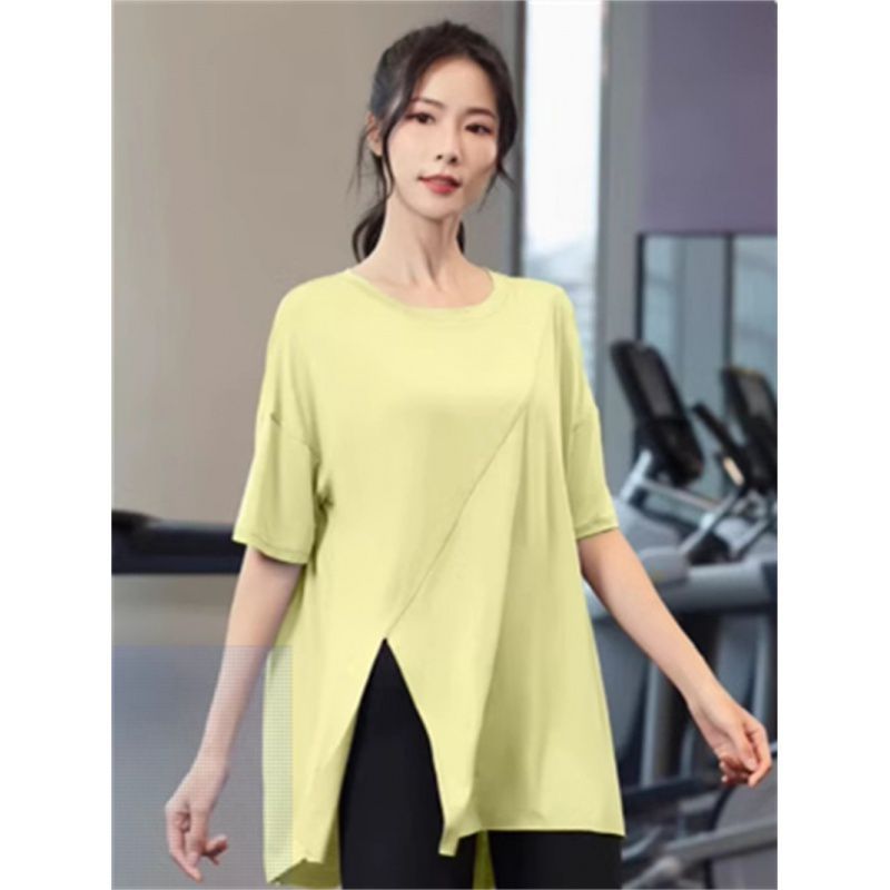 Picture of Cross-border Yoga Clothing Sports Loose Blouse Short-sleeved T-shirt Women's Summer New Loose Split Crewneck Pullover Trend