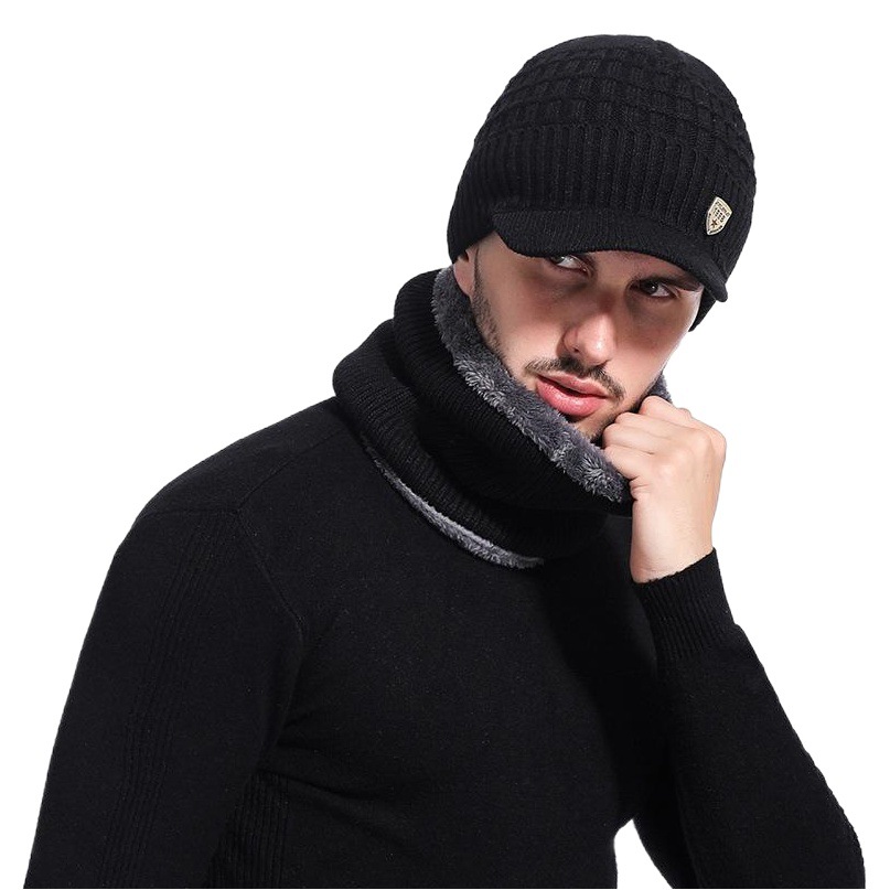 Hat Korean Style Fashionable Knitted Wool Hat Winter Velvet Warm Gradient Pullover Outdoor Men's Hat f041