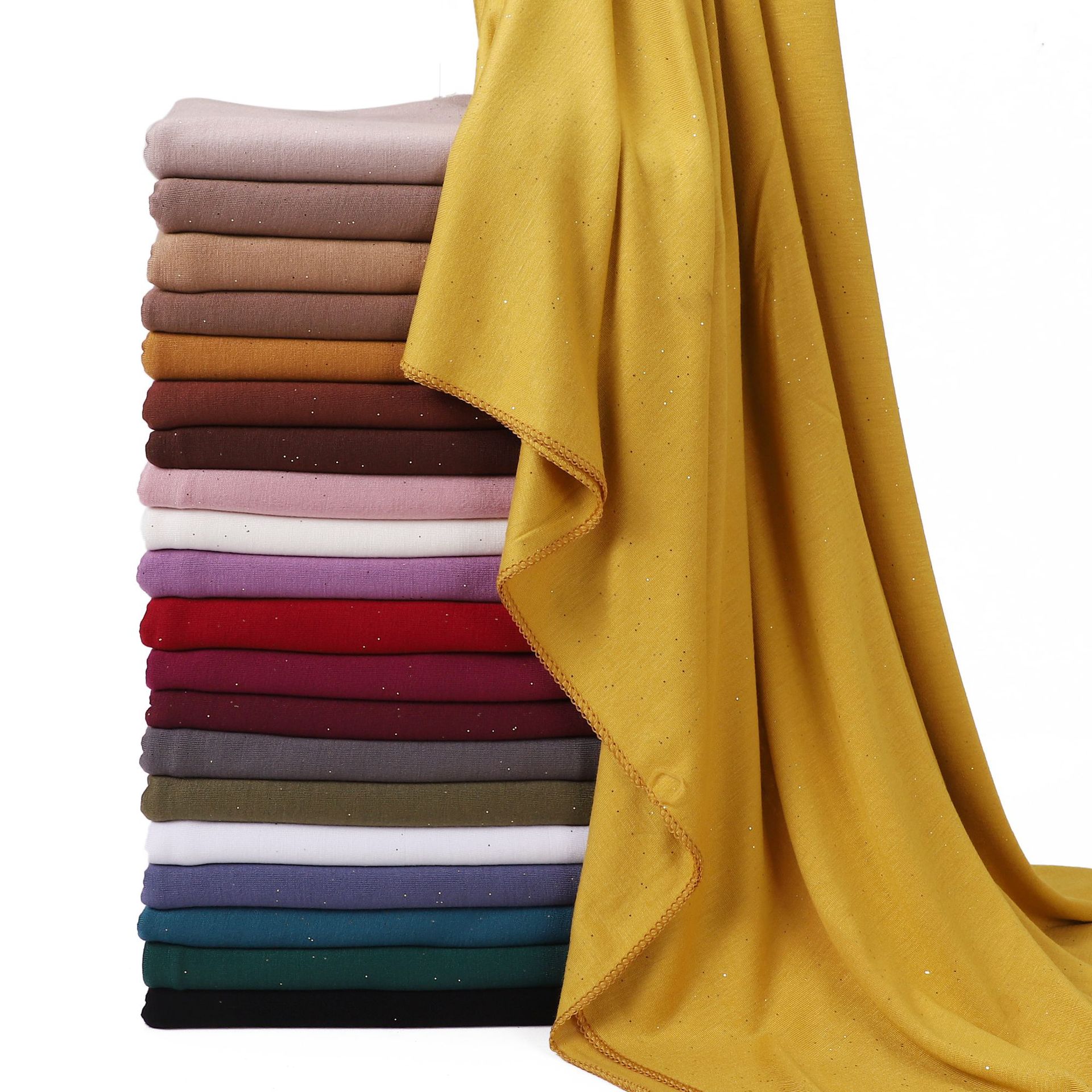 Cross-border solid color scarf gold modal long scarf monochrome sweat bronzing mercerized cotton scarf shawl women
