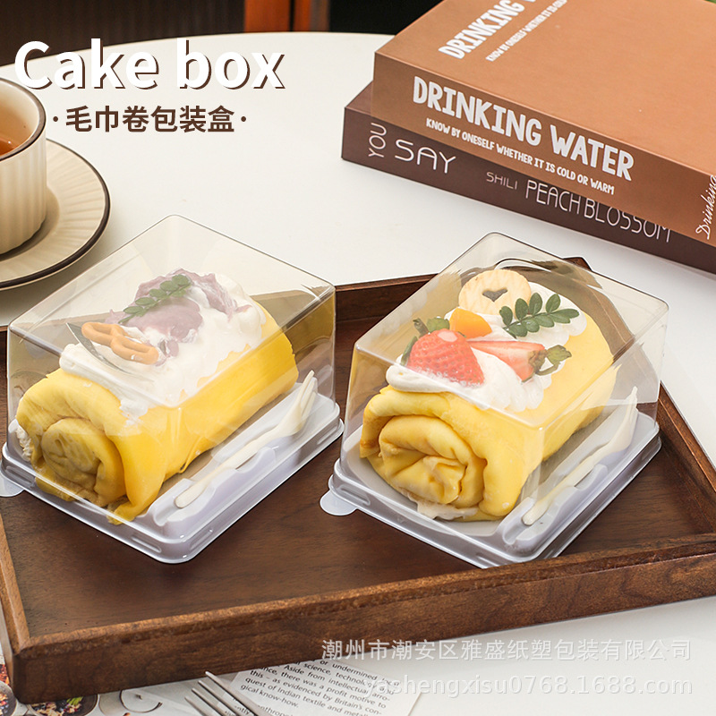 Japanese-Style Cake Dream Roll Towel Roll Red Velvet Blister-Packed Sliced Cake Transparent Swiss Roll Packaging Box