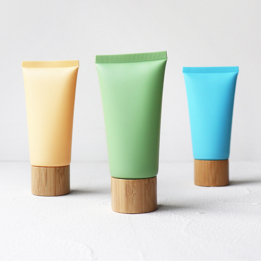 [Spot] 50g60g80g cosmetic hose bamboo wood grain screw cap bottle extrusion plastic packaging empty bottle