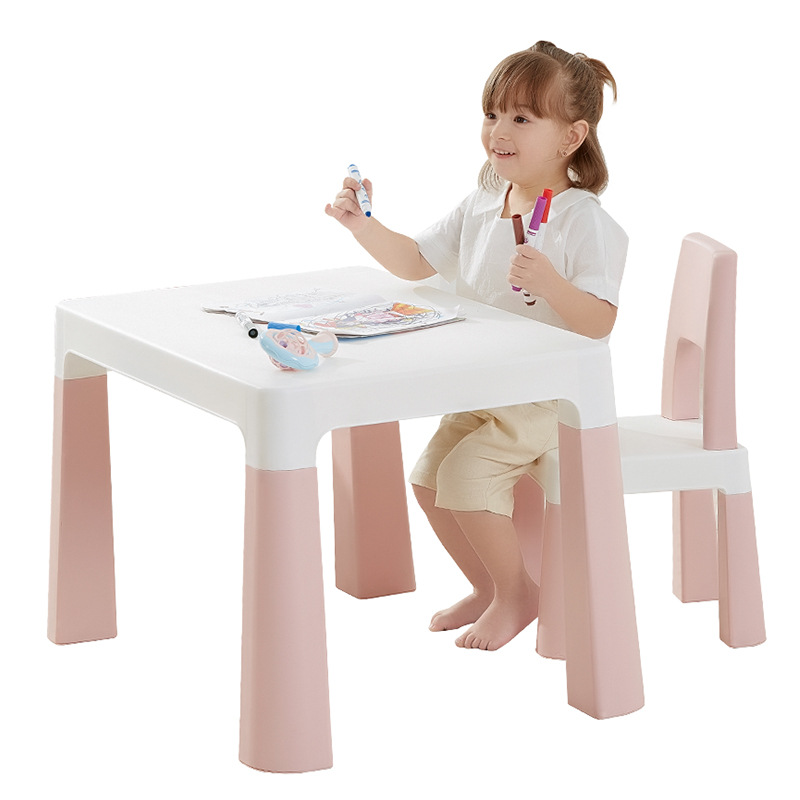 Picture of Baby drawing learning table and chair kindergarten fashion simple toy game table PP material children's table and chair set