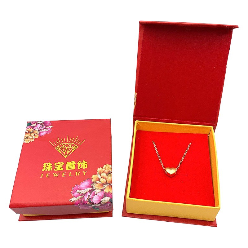 Jewelry pendant box factory wholesale right angle window flannel packing box gift jewelry set box necklace box