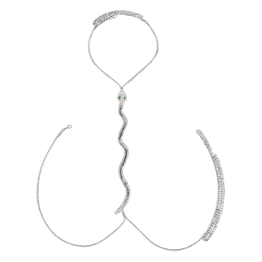 Cross-border e-commerce hot fashion chest chain accessories European and American sexy bikini diamond long snake-shaped body chain for women
