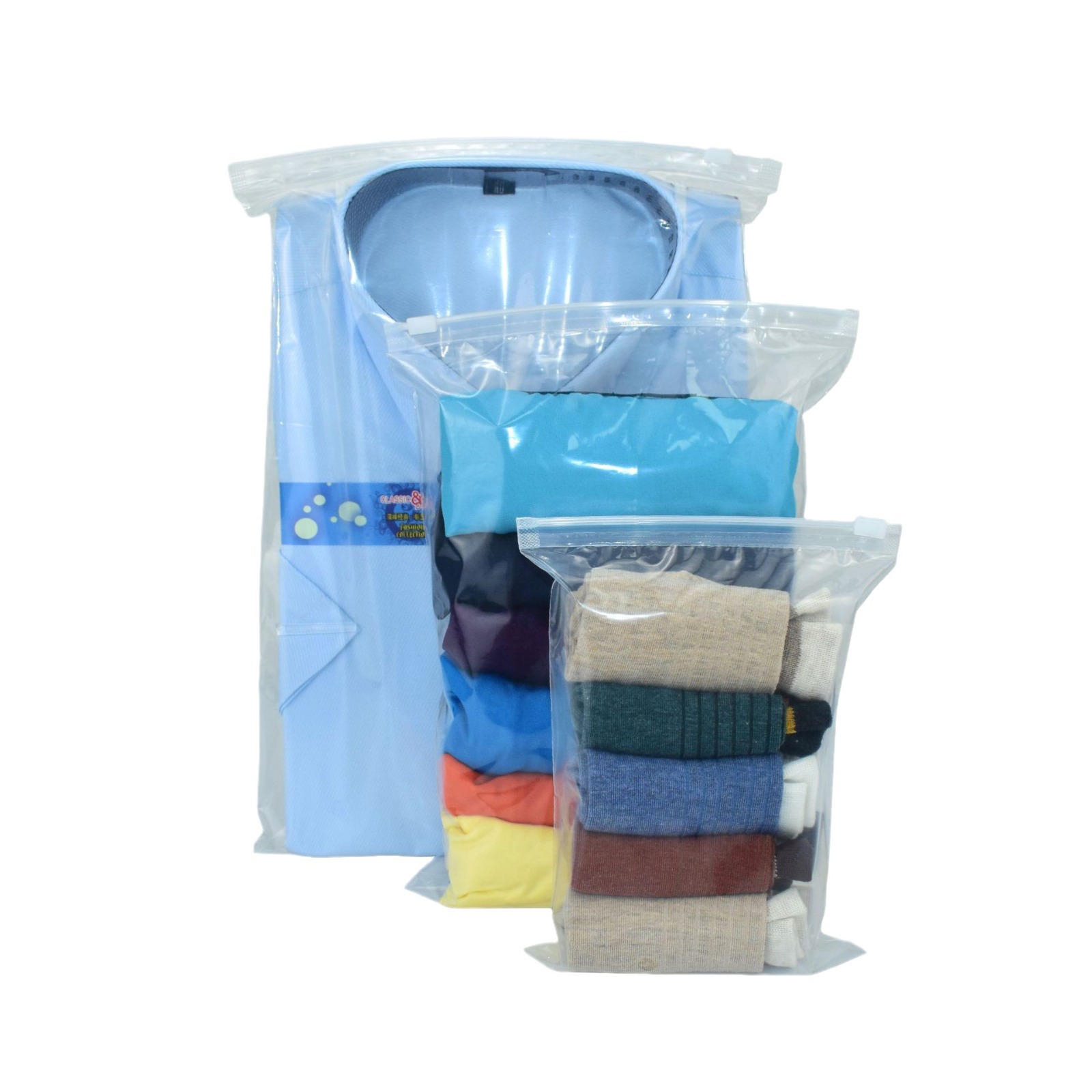 Picture of Spot PE clothing packaging bag T-shirt shirt zipper bag a large number of clothing down jacket packaging bag wholesale