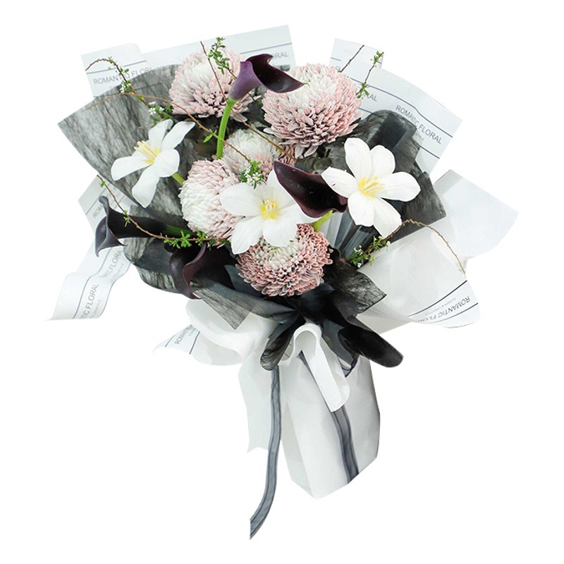 Manufacturers supply new simple Net red packaging paper fresh bouquet packaging materials English art large favorably