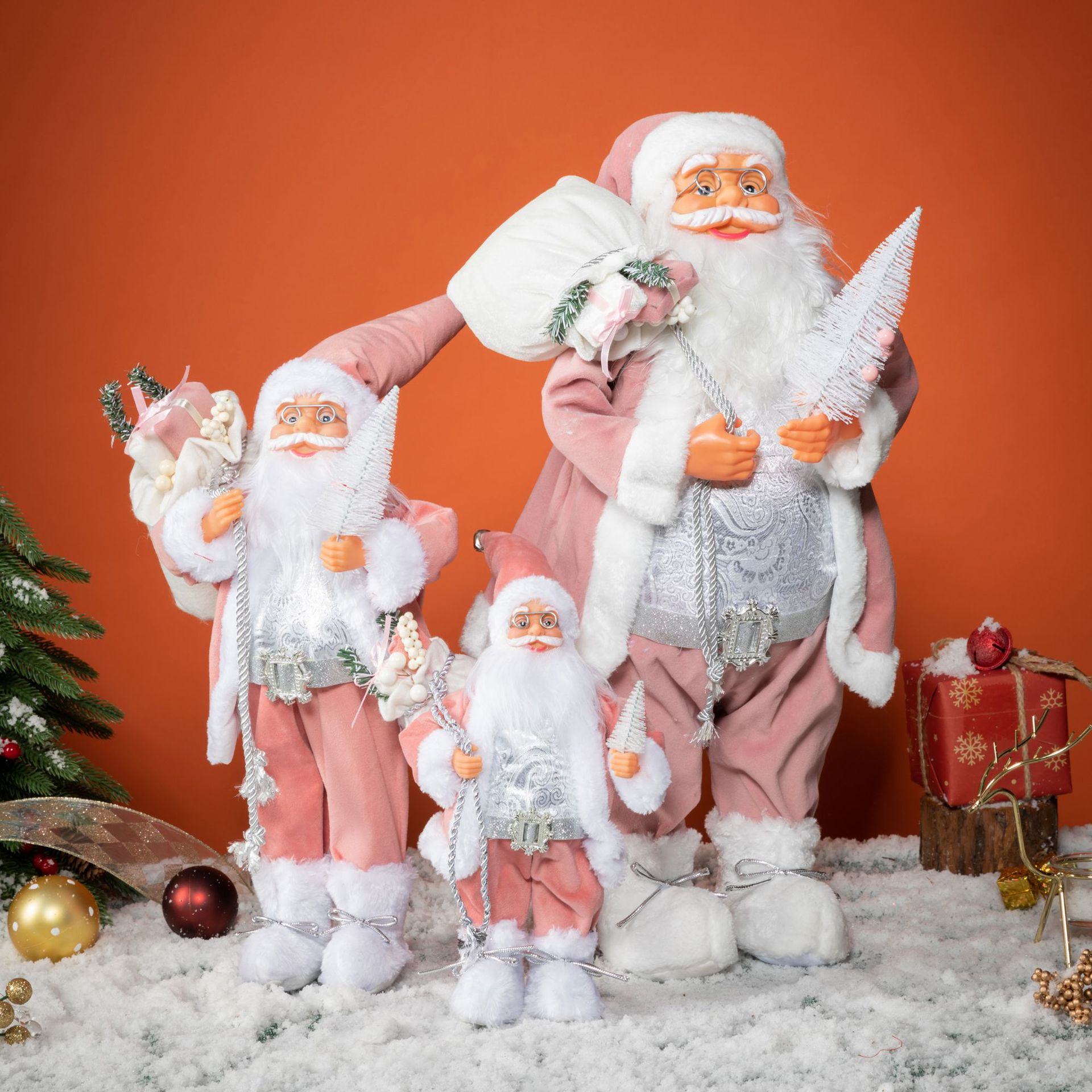 Xintean Pink Santa Claus Doll Christmas Gift Christmas Decorations Toy Ornaments Cross Border in stock