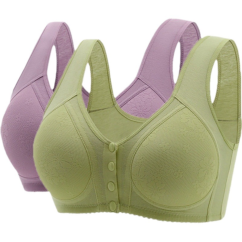 Front buckle mother lace thick back shaping bra push up anti-sagging wireless middle-aged and elderly women bra