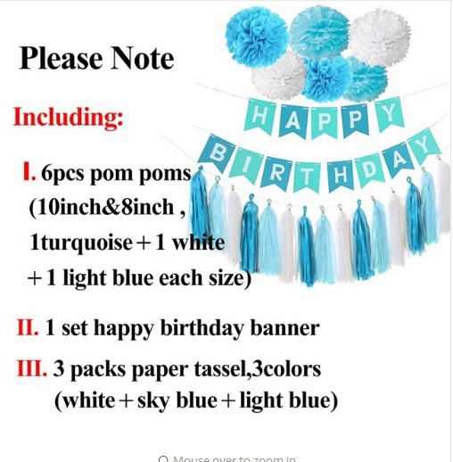 Picture of Amazon Birthday Holiday Party Wedding Decoration Supplies Paper Flower Ball Tassel Spiral Charm Birthday Flag