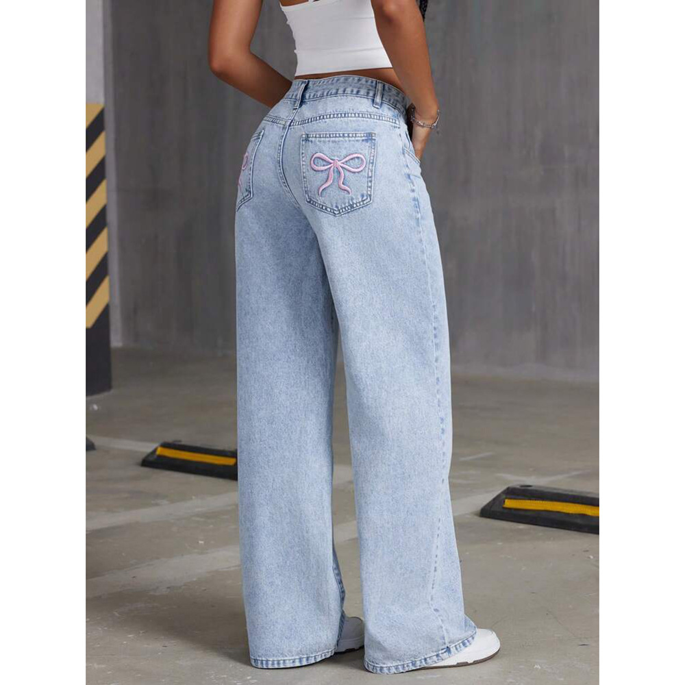 2025 Summer New Retro Jeans Women's Cross-Border Drape Straight Loose Wide-Leg Long Pants Trendy