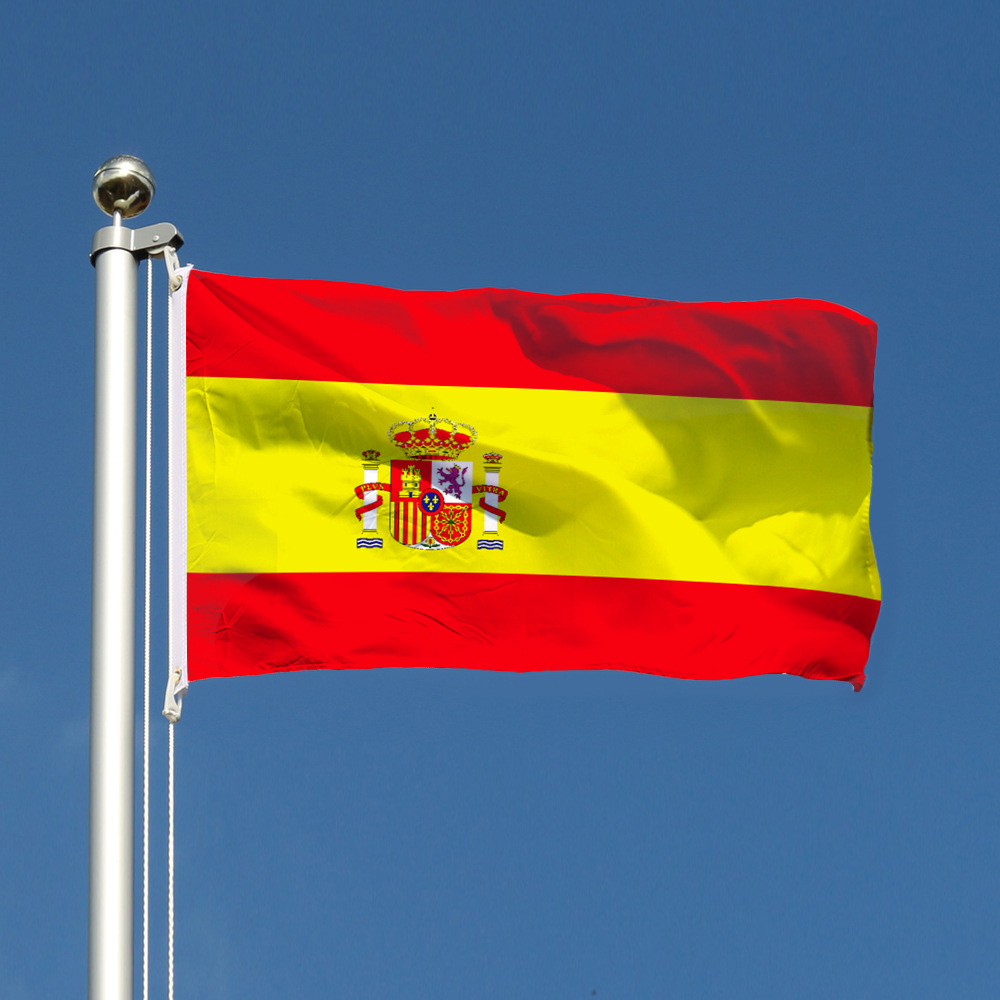 F955 in stock 90 * 150cm 3 * 5ft Spain flag 4 polyester flag Spain Flag