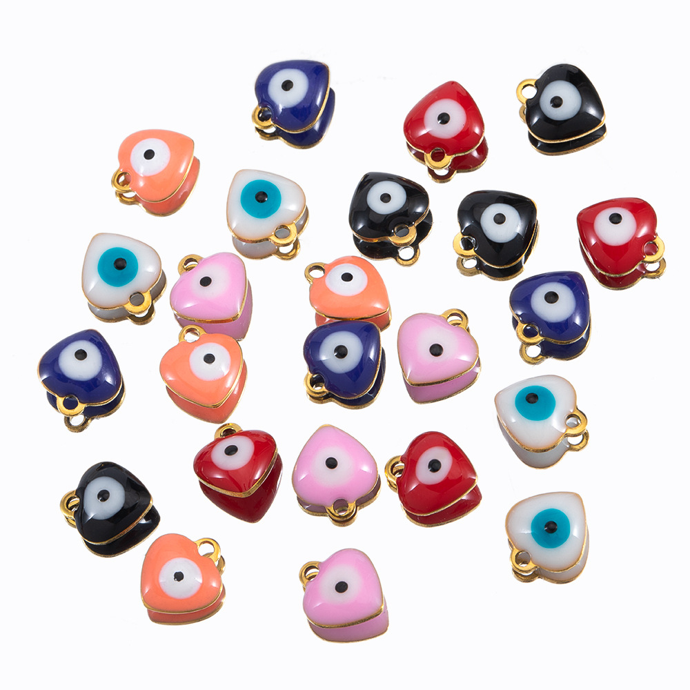 9 x 8mm stainless steel creative love drop oil eyes pendant bracelet necklace diy stainless steel jewelry accessories