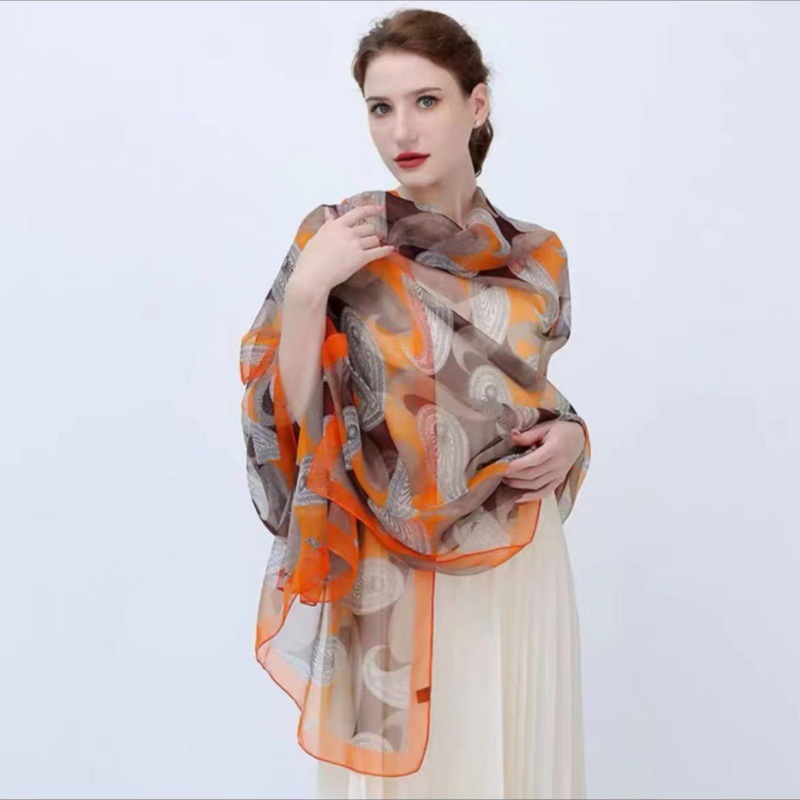 Picture of Spring and Summer New Soft Yarn Sunscreen Shawl Summer Thin Imitation Silk Long Silk Scarf Fashion Printed Flower Scarf