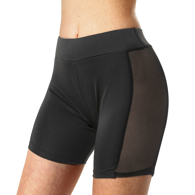 Picture of Amazon's New Side Large Mesh Quarter Pants Solid Color Sexy See-Through Shorts High Elastic Sports Yoga Pants for Women