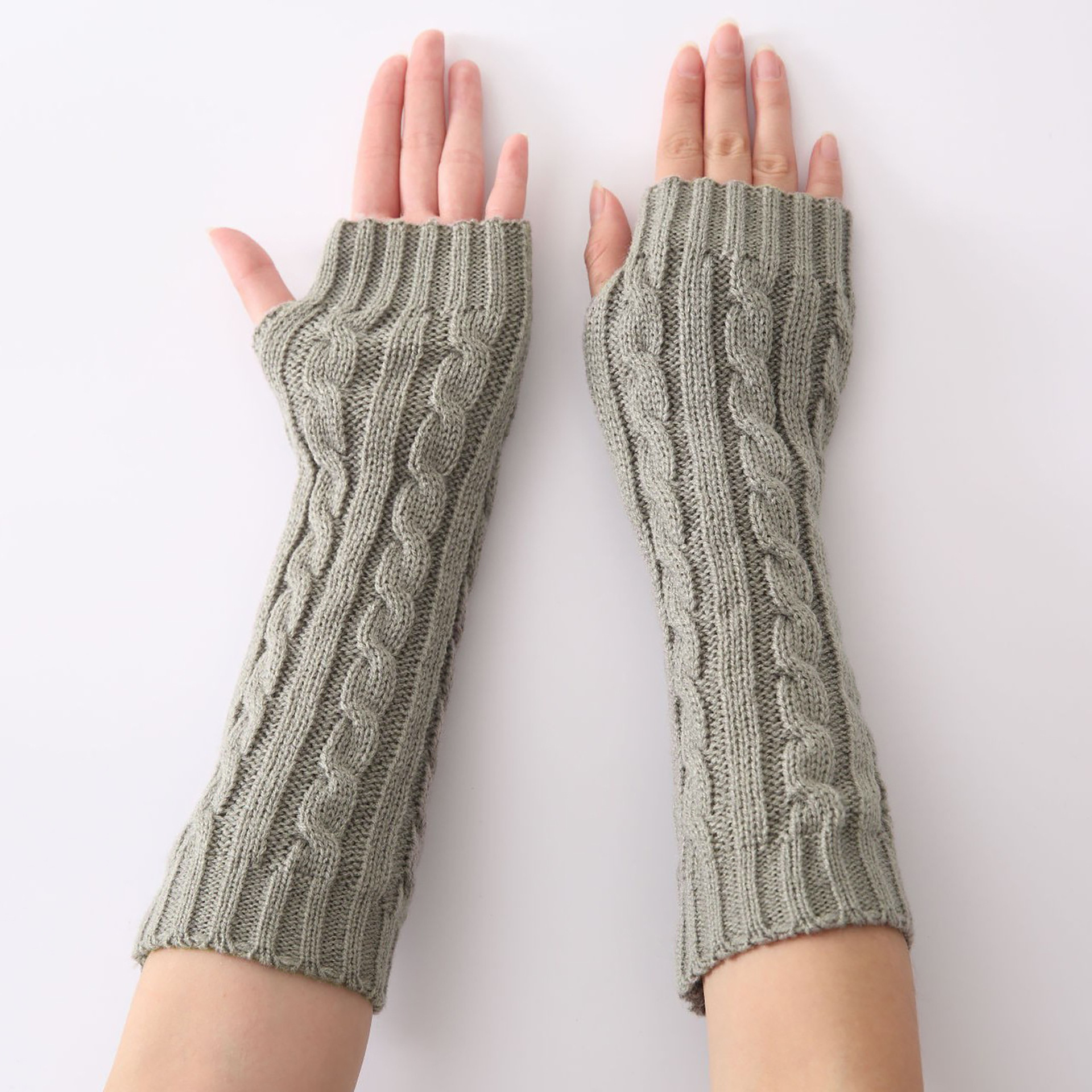 G-2 hemp pattern gloves for men and women autumn and winter new jacquard 8-character knitted wool fashion warm exposed finger pile sleeve