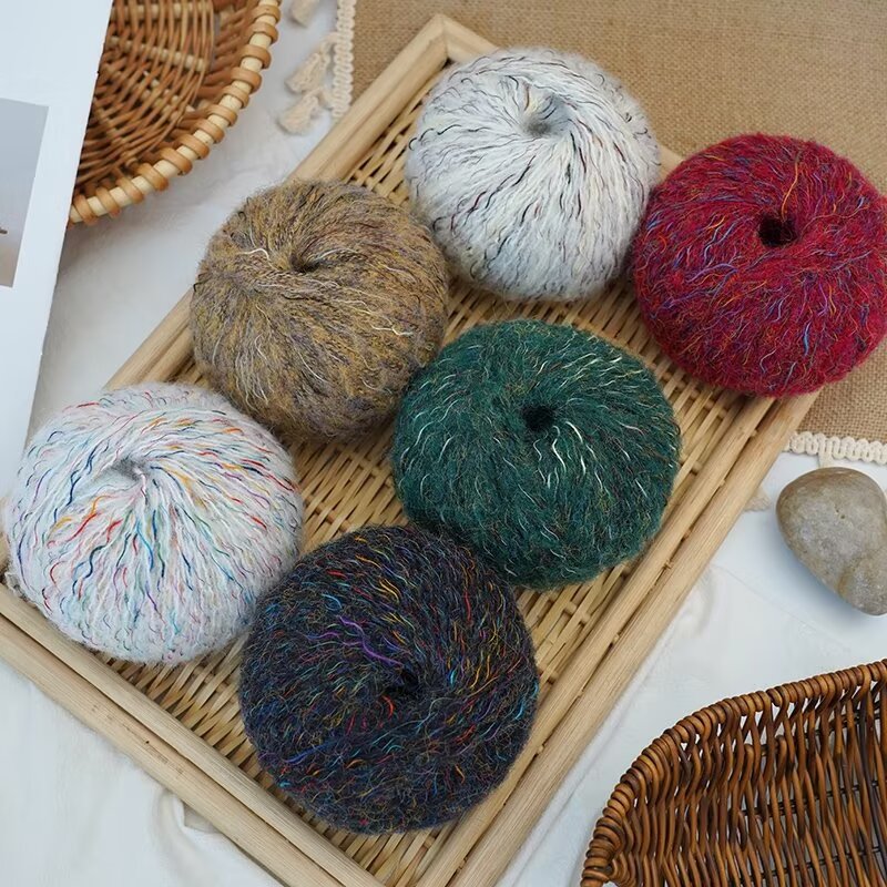 Colorful spot alpaca wool hand-woven color mohair hand-woven scarf sweater hat coat wholesale