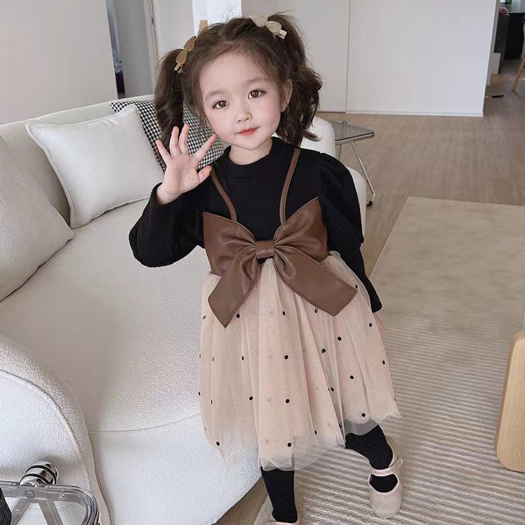 Girls Dress Autumn and Winter 2024 New Style Children's Autumn Baby Girl Long Sleeve Autumn Mesh Princess Skirt