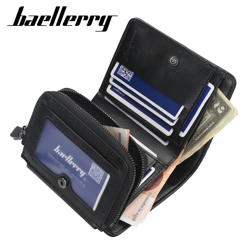 Picture of Wallet Men's Short baellerry European and American Multi-Card Three-Fold Zipper Coin Purse Fashionable Thin Card Bag for Men