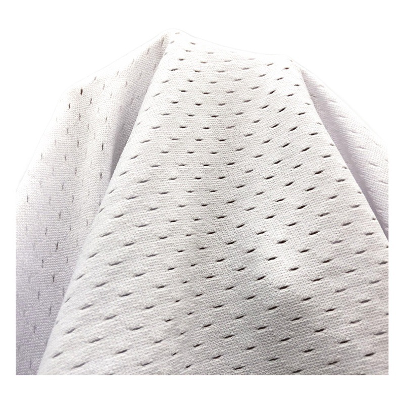 In stock 150D low elastic hole cloth 250g sports fabric ball clothing jacket sportswear polyester knitted mesh cloth