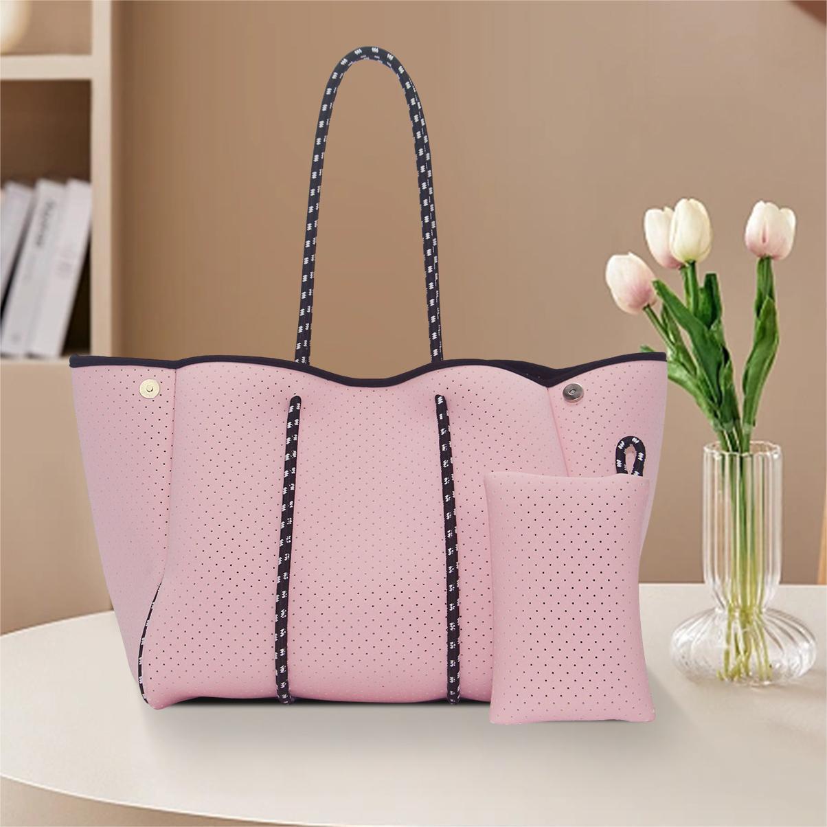 Picture of Diving Material Perforated Beach Bag European and American Fashion Portable Shoulder Strap Mother Bag Outdoor Casual Bag Portable Women's Bag for Women