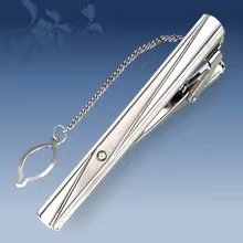 Picture of Metal tie clip men's suit chain 140 simple flower type business atmosphere with drill tie clip